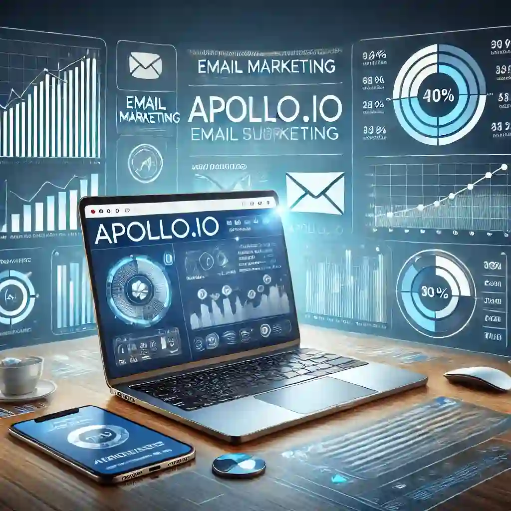 Apollo.io email marketing plan dashboard showing campaign analytics and automation tools.